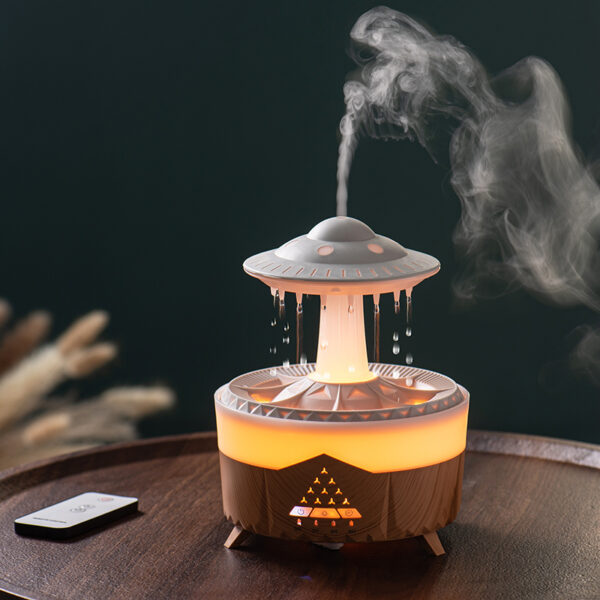 Raining Humidifier UFO Raindrop Aromatherapy Ultrasonic Water Drop Air Rain Humidifier 350ml 7 Colors LED Lamp Raindrop Aroma Diffuser - Image 3