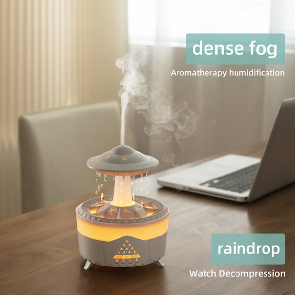 Raining Humidifier UFO Raindrop Aromatherapy Ultrasonic Water Drop Air Rain Humidifier 350ml 7 Colors LED Lamp Raindrop Aroma Diffuser - Image 4