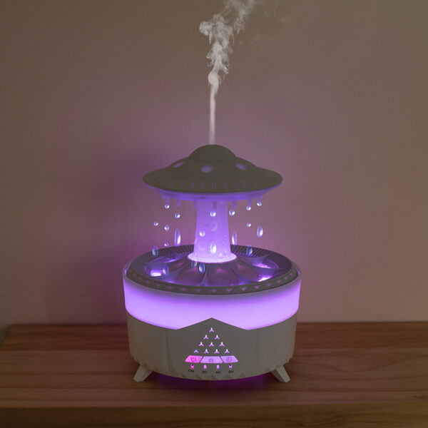 Raining Humidifier UFO Raindrop Aromatherapy Ultrasonic Water Drop Air Rain Humidifier 350ml 7 Colors LED Lamp Raindrop Aroma Diffuser - Image 2