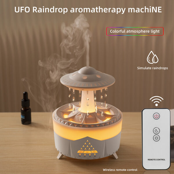 Raining Humidifier UFO Raindrop Aromatherapy Ultrasonic Water Drop Air Rain Humidifier 350ml 7 Colors LED Lamp Raindrop Aroma Diffuser - Image 6