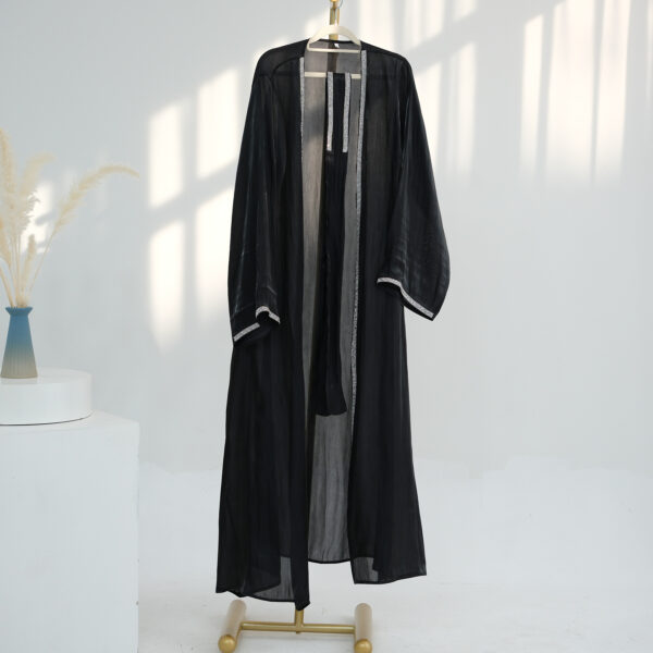 Dubai Turkey Daily Solid Color Trim Robe Cardigan - Image 8