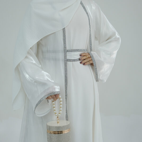 Dubai Turkey Daily Solid Color Trim Robe Cardigan - Image 3