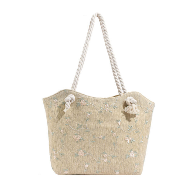 New And Simple Straw Bag Lace Bag Ins Straw Shoulder Bag Large Capacity Flower Fashion Women Handbag - Image 5